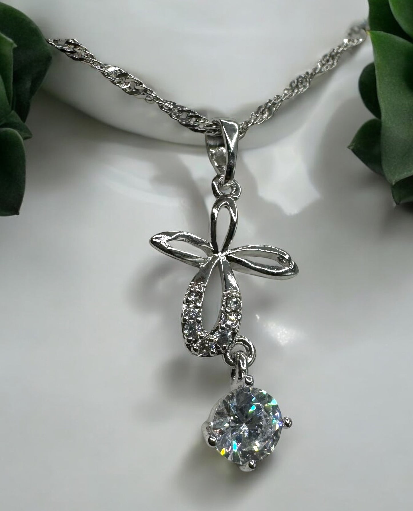 Cubic Zircon 1 Carat Pendant Necklace