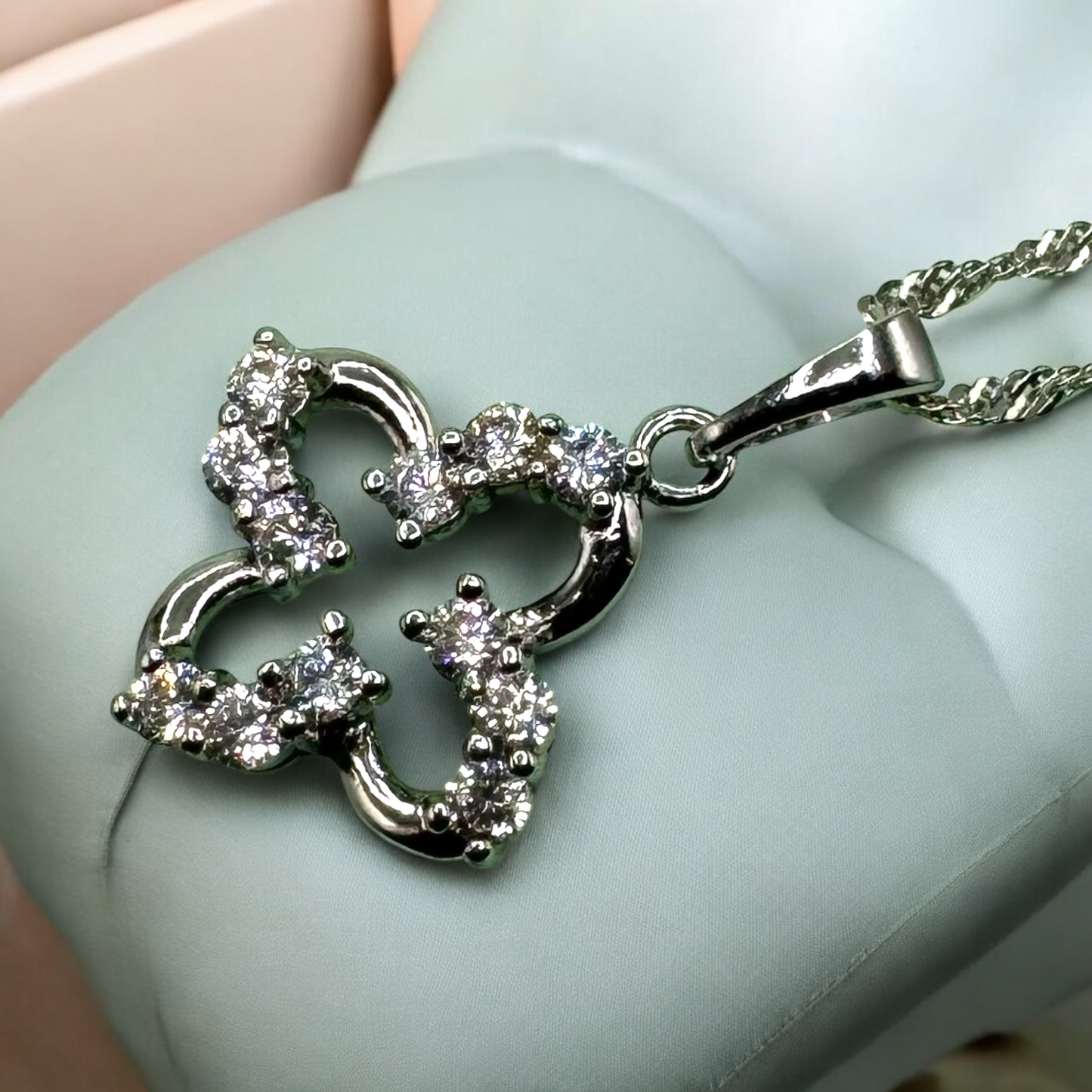 Zircon Clover Silver 1 Carat Necklace