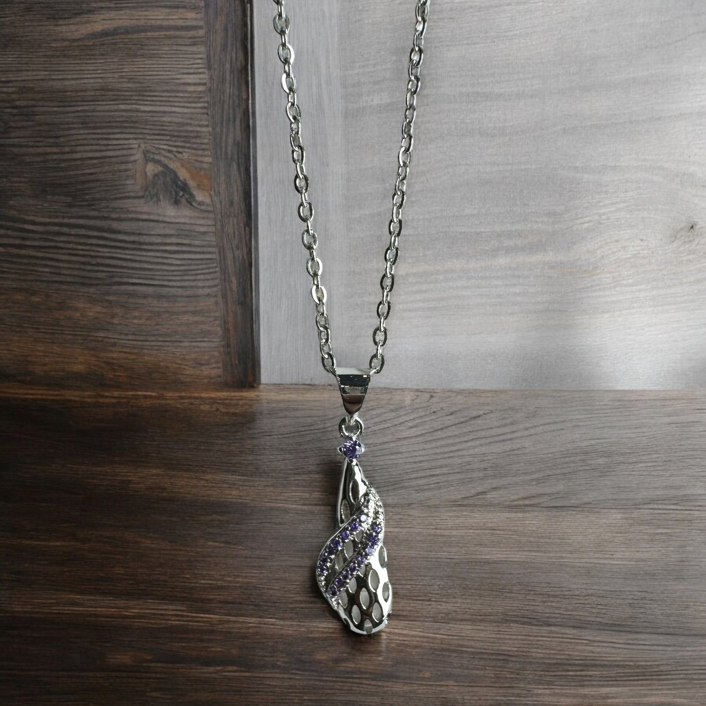 Purple Zircon Silver Necklace